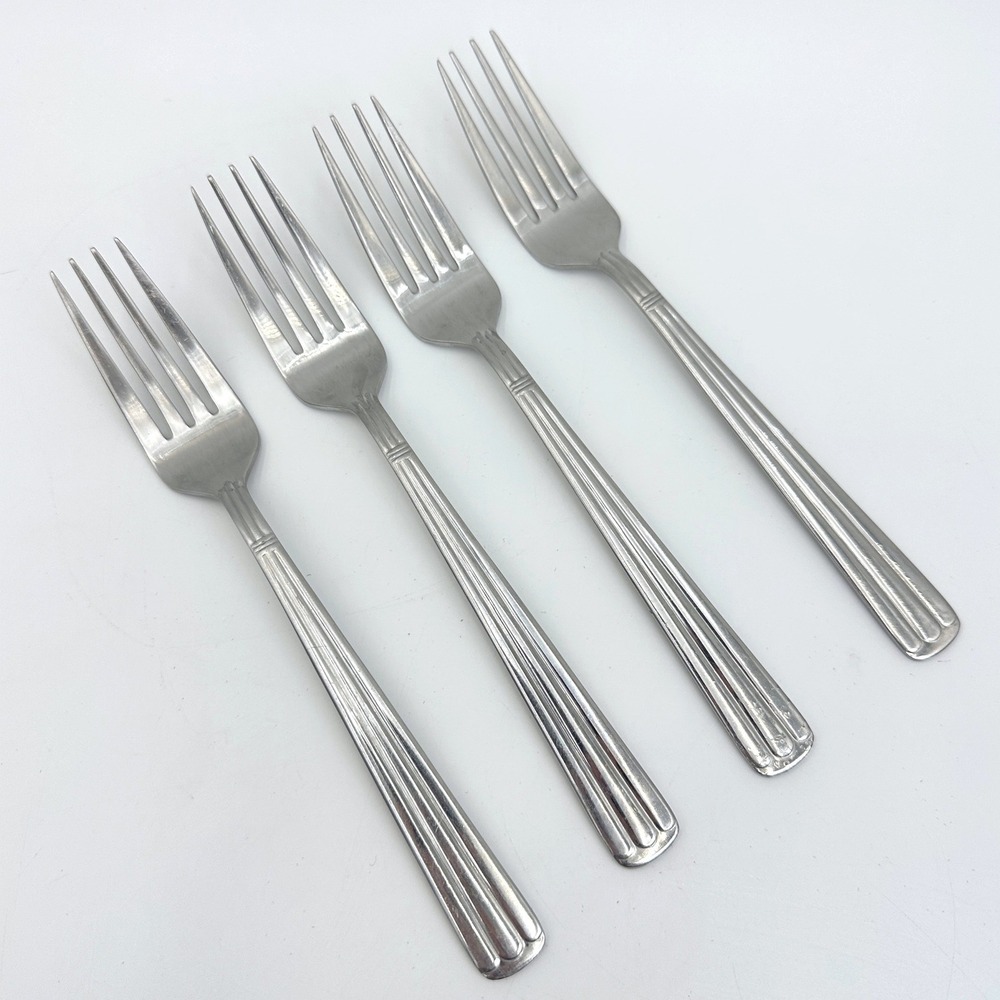 Wallace Kingston 18/10 Stainless Dinner Forks Set Of 4 Ribbed Fluted Korea